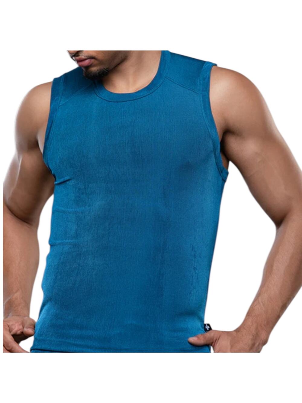 Andrew Christian Sensual Rib Muscle Tee XL Extra Large Teal